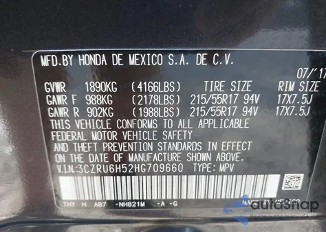 2017 Honda Hr-V Ex из США, поврежденный, VIN 3CZRU6H52HG709660